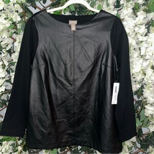 Chico's Black Faux Leather Top